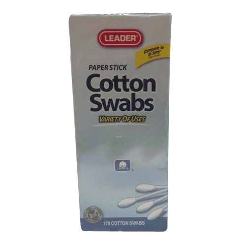 Leader Paper Stick Cotton Swabs, 170 Ea